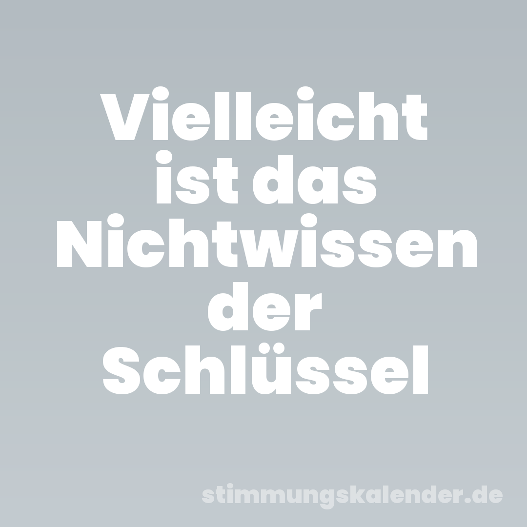 Vielleicht ist das Nichtwissen der Schlüssel