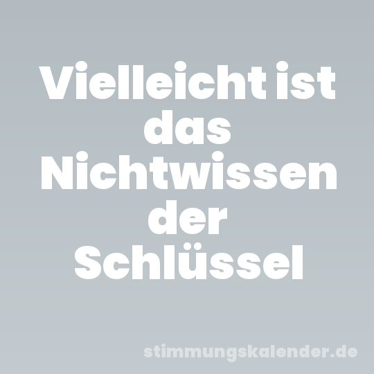 Vielleicht ist das Nichtwissen der Schlüssel