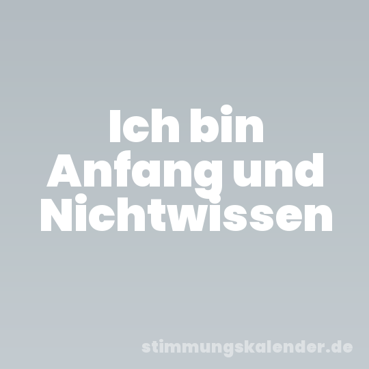 Ich bin Anfang und Nichtwissen