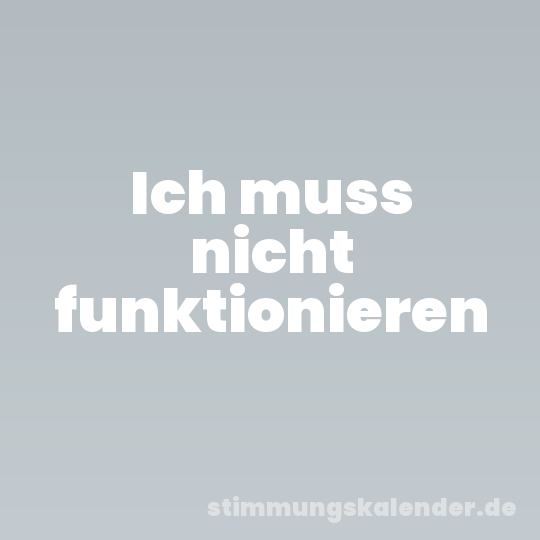 Ich muss nicht funktionieren