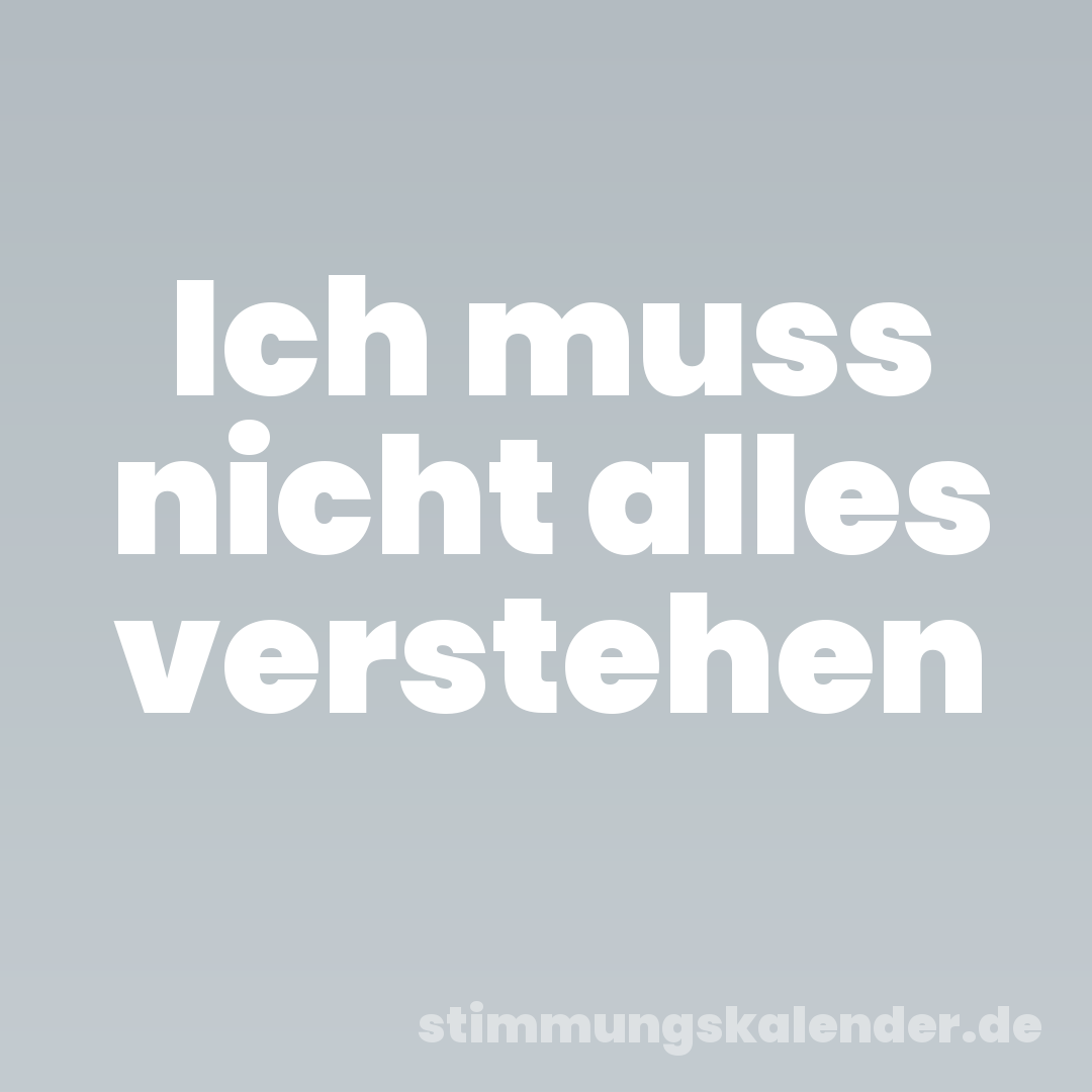 Ich muss nicht alles verstehen