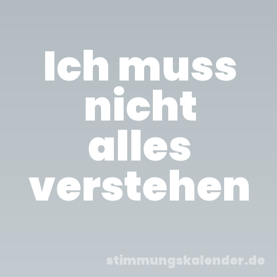 Ich muss nicht alles verstehen