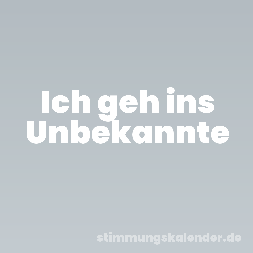Ich geh ins Unbekannte