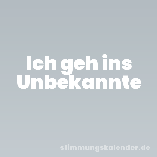 Ich geh ins Unbekannte