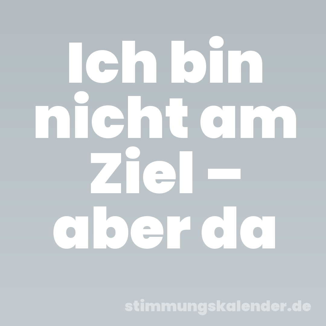 Ich bin nicht am Ziel – aber da