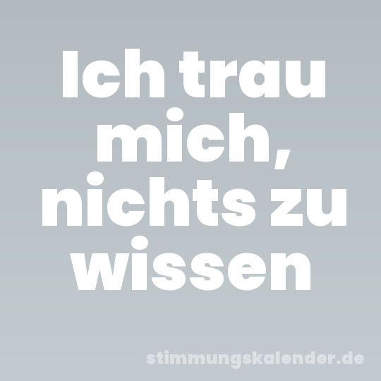 Ich trau mich, nichts zu wissen