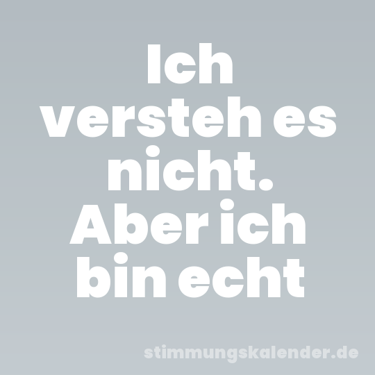 Ich versteh es nicht. Aber ich bin echt