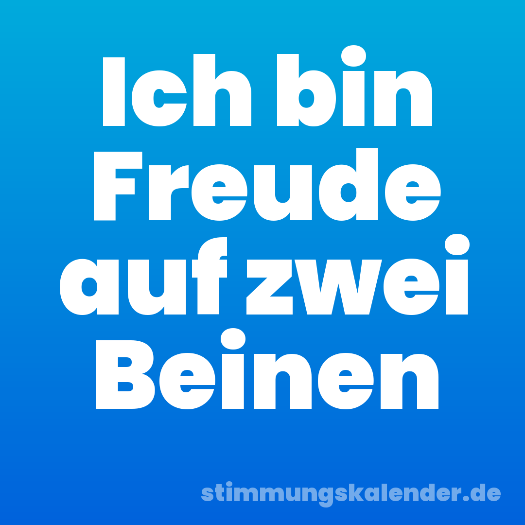 Ich bin Freude auf zwei Beinen