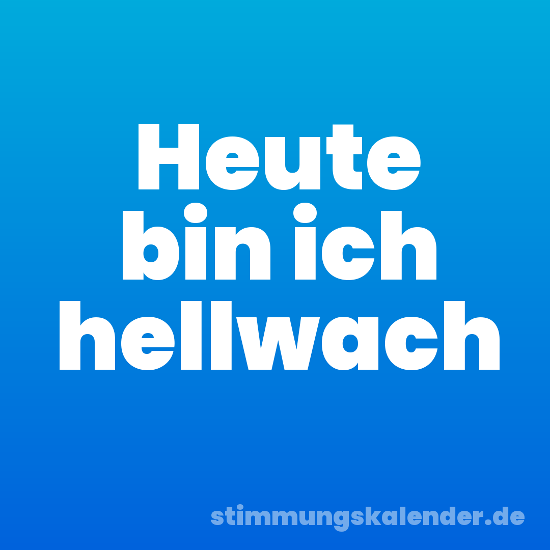 Heute bin ich hellwach