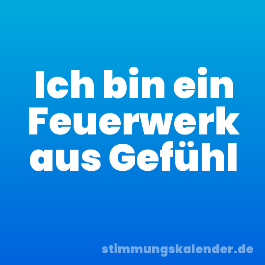 Ich bin ein Feuerwerk aus Gefühl
