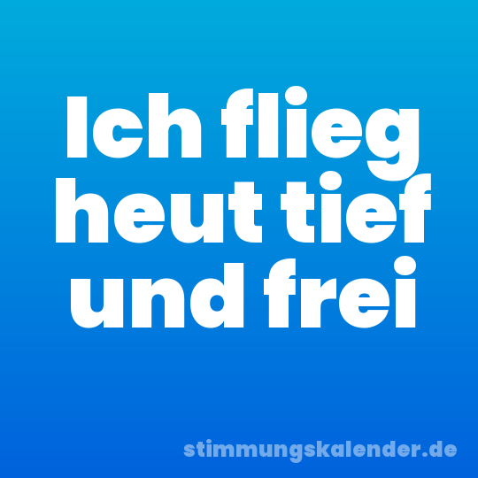 Ich flieg heut tief und frei