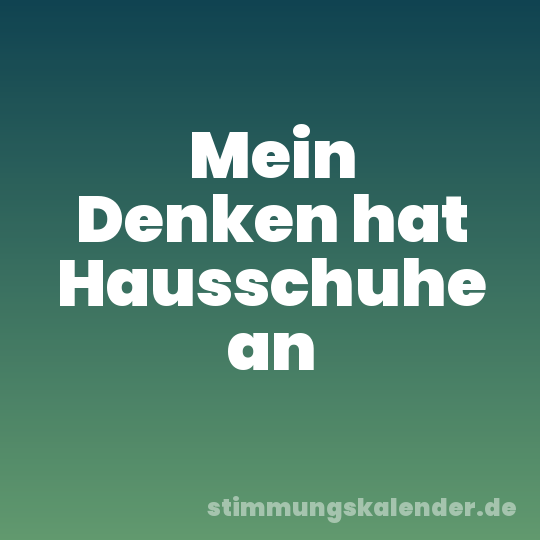 Mein Denken hat Hausschuhe an