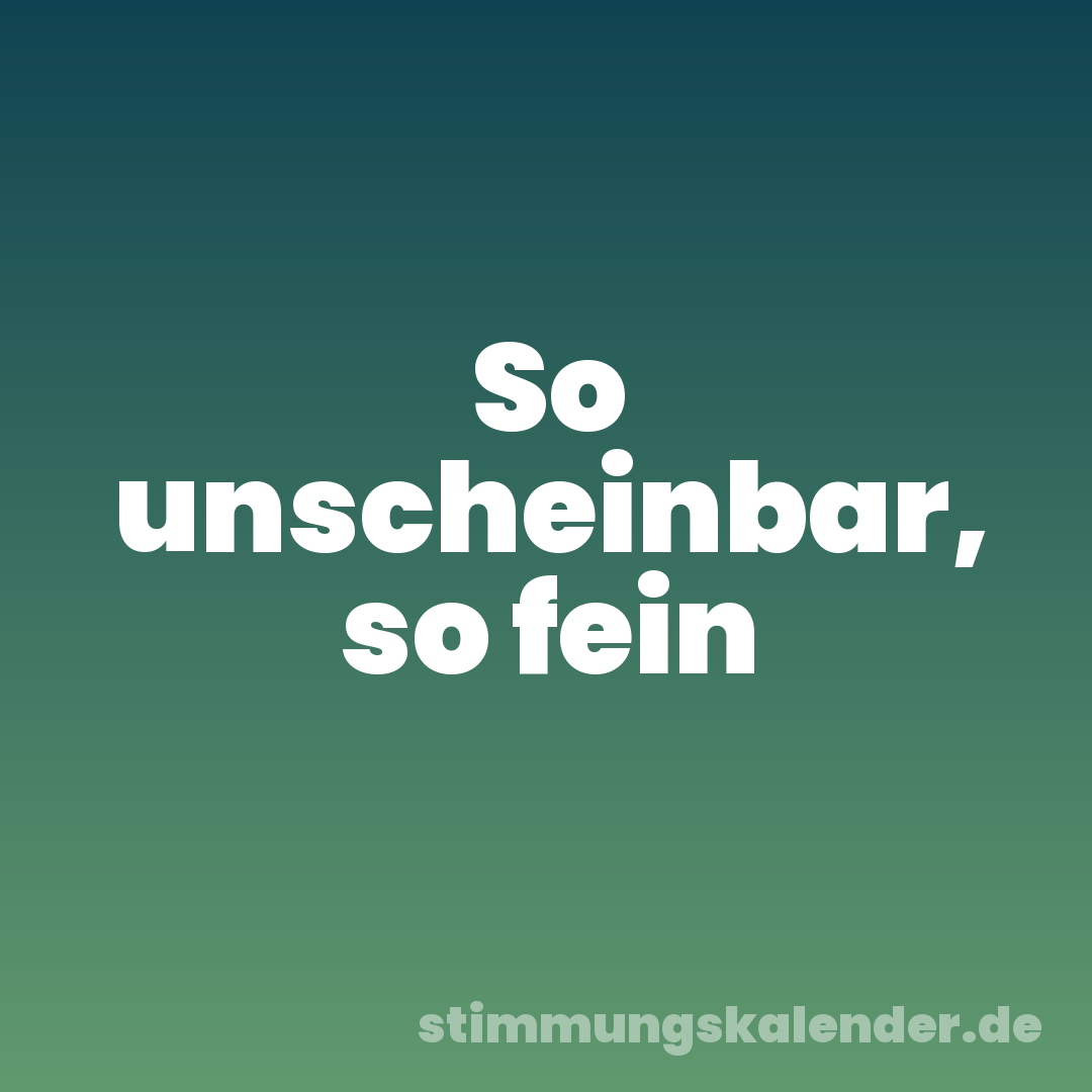 So unscheinbar, so fein