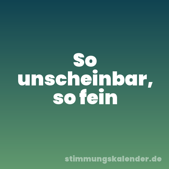 So unscheinbar, so fein