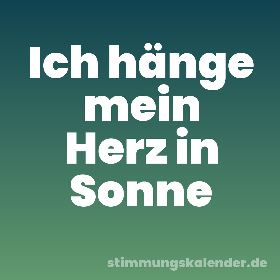 Ich hänge mein Herz in Sonne