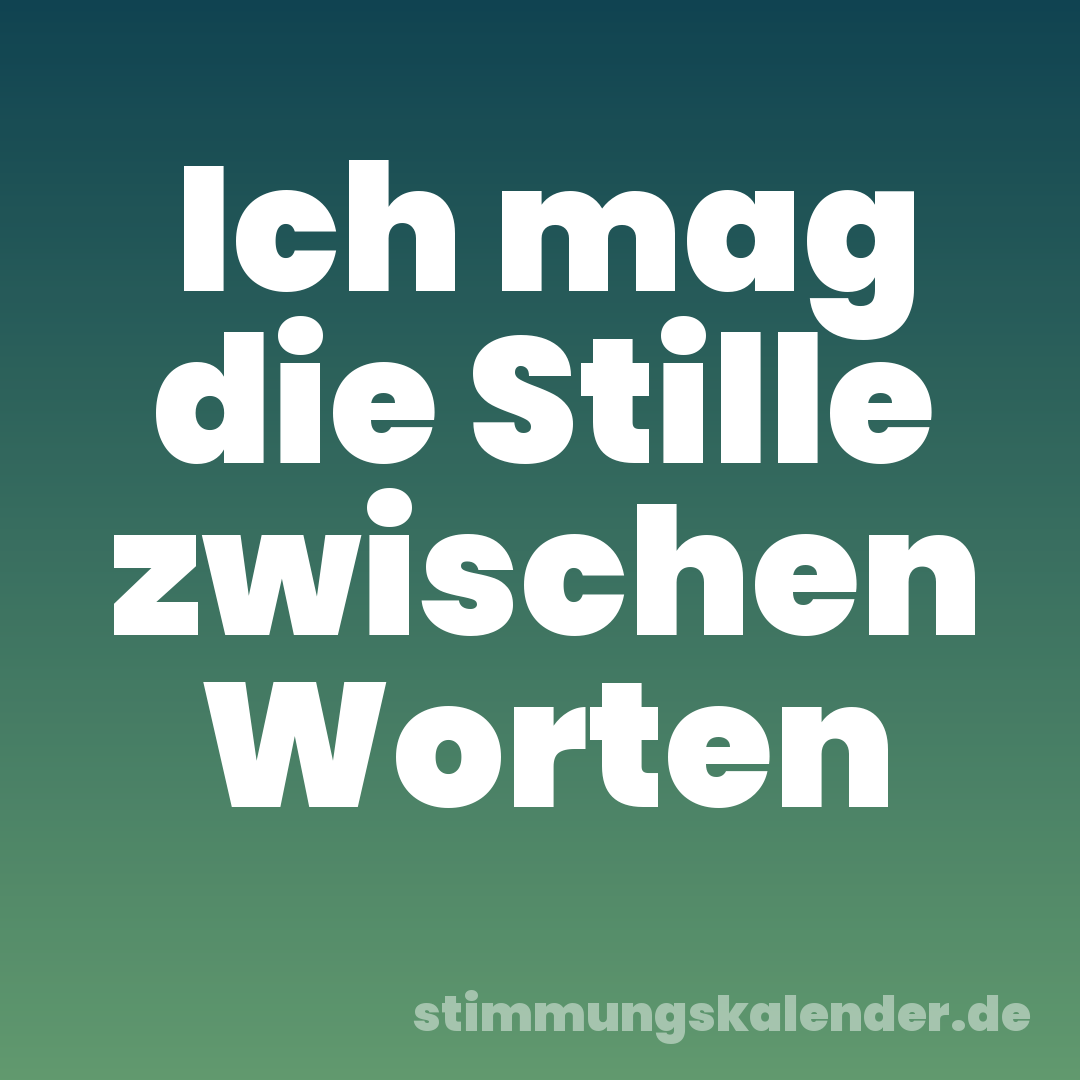 Ich mag die Stille zwischen Worten