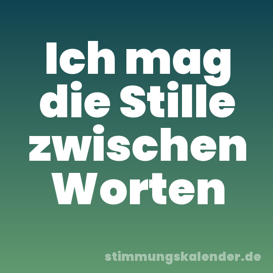 Ich mag die Stille zwischen Worten