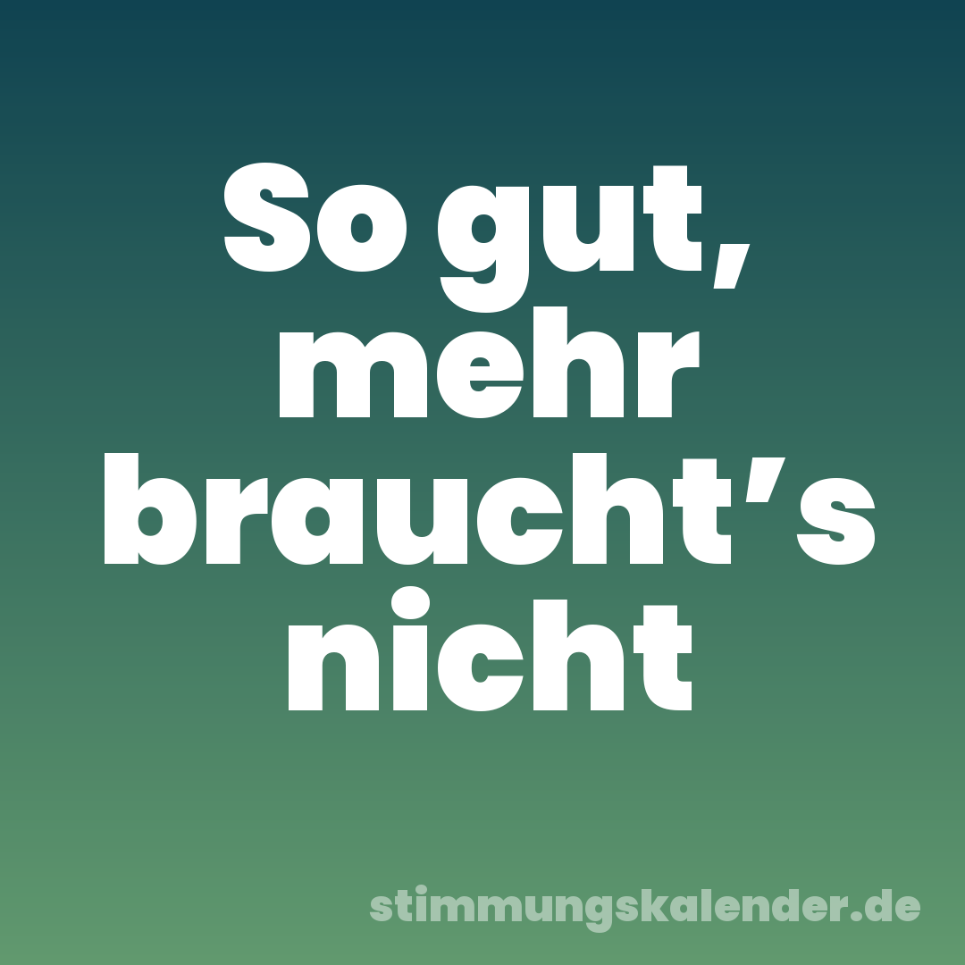 So gut, mehr braucht’s nicht