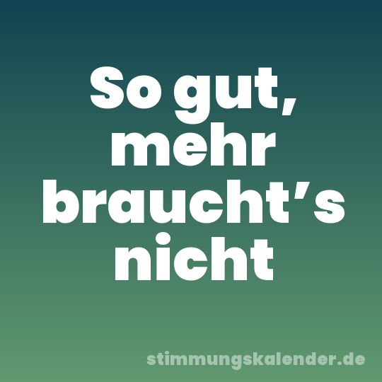 So gut, mehr braucht’s nicht