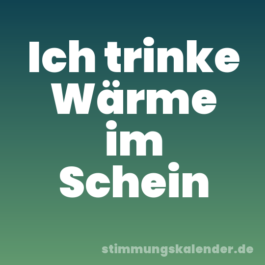 Ich trinke Wärme im Schein