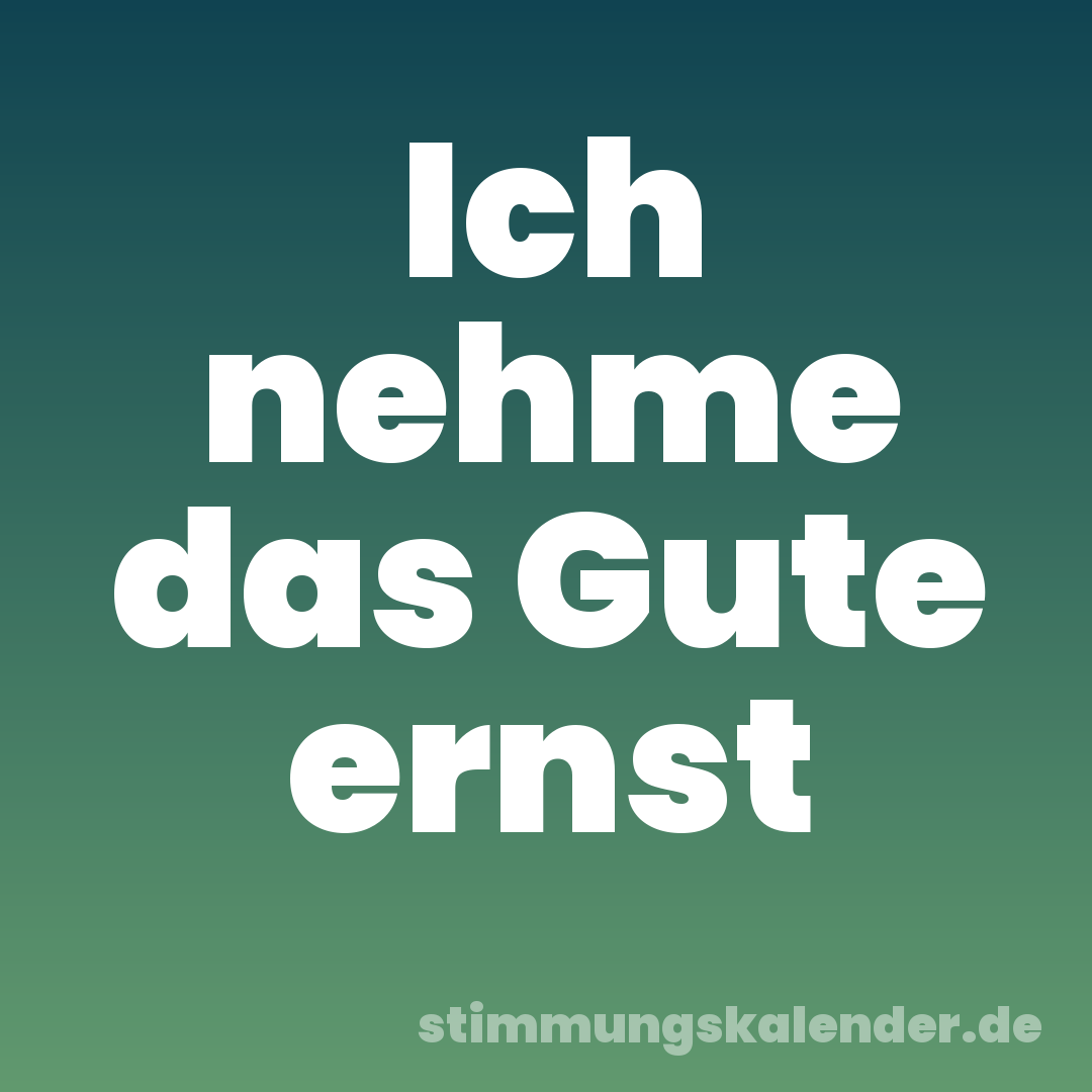 Ich nehme das Gute ernst