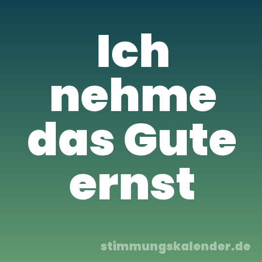 Ich nehme das Gute ernst