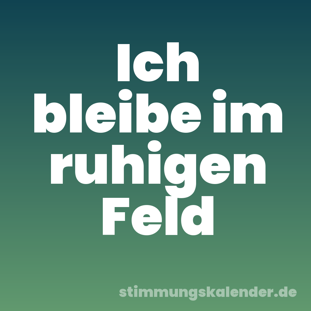 Ich bleibe im ruhigen Feld