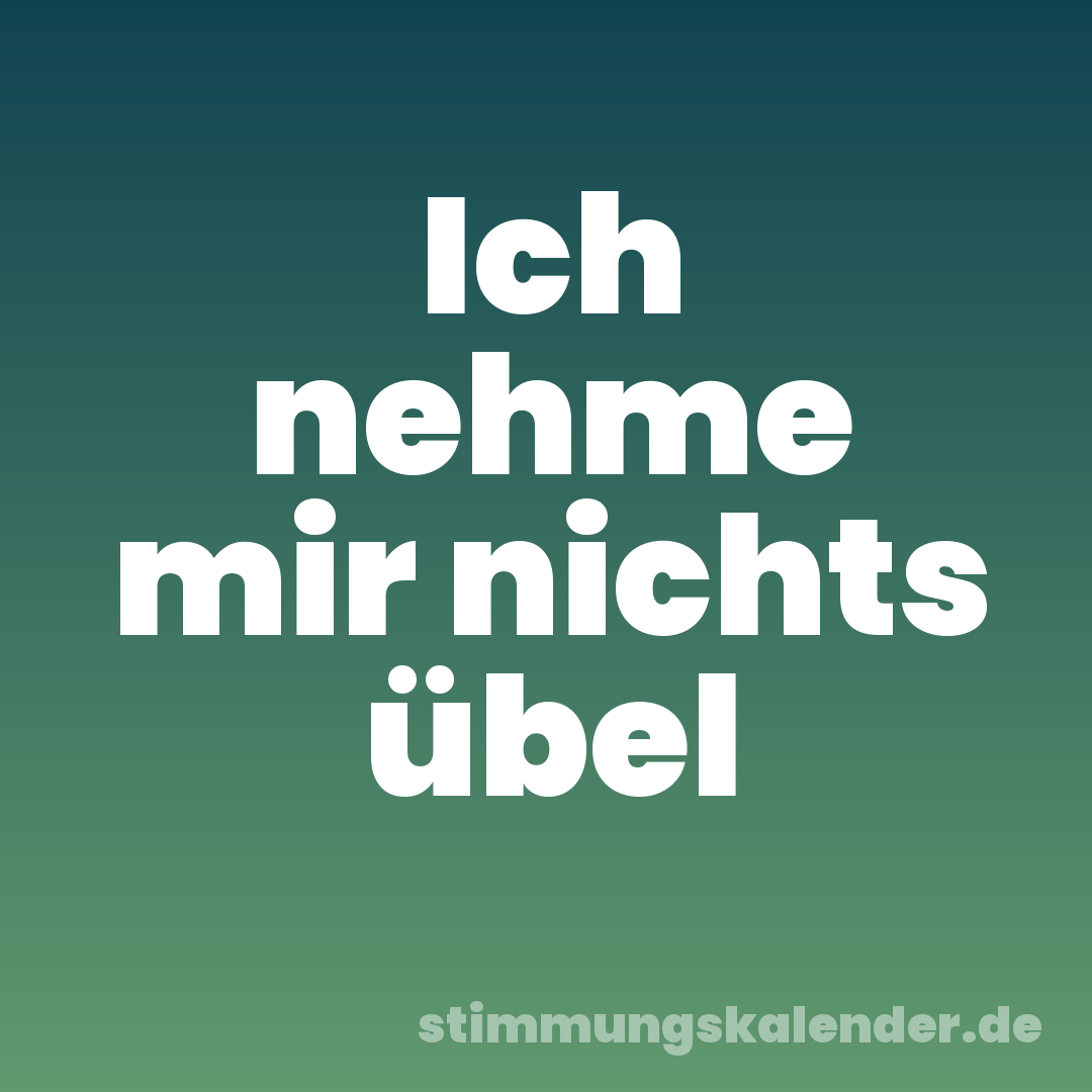 Ich nehme mir nichts übel