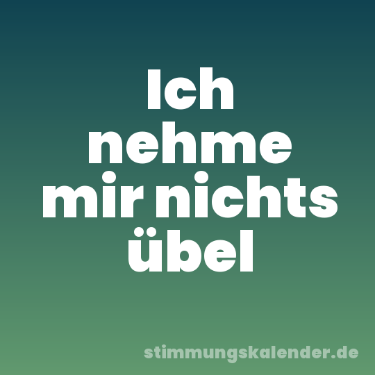 Ich nehme mir nichts übel