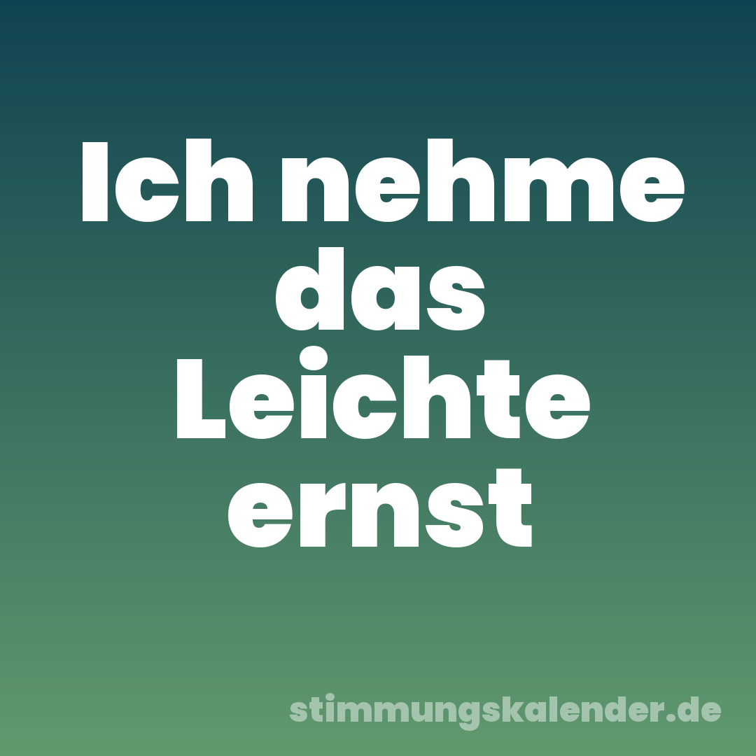 Ich nehme das Leichte ernst