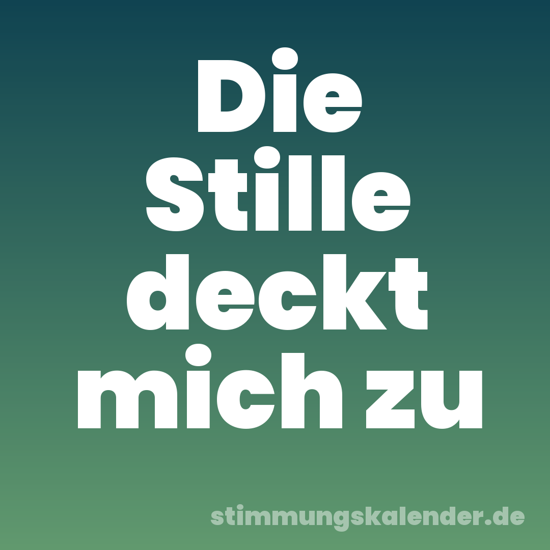 Die Stille deckt mich zu