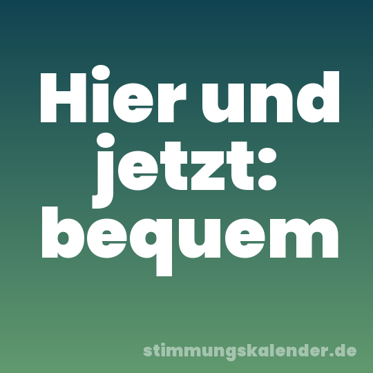 Hier und jetzt: bequem
