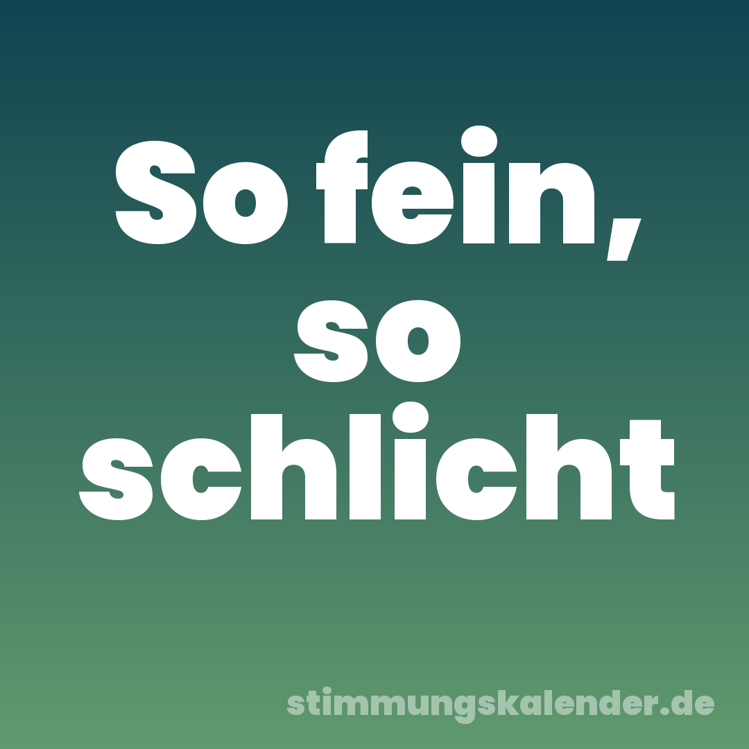 So fein, so schlicht