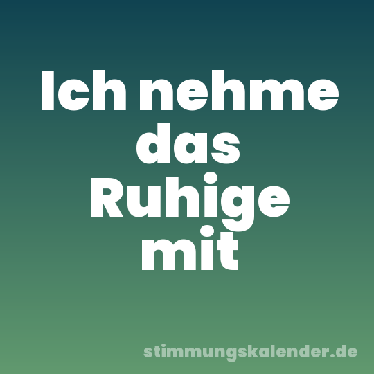 Ich nehme das Ruhige mit