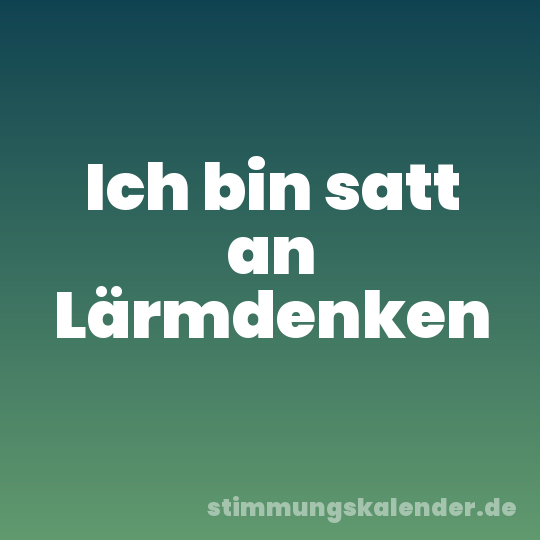 Ich bin satt an Lärmdenken