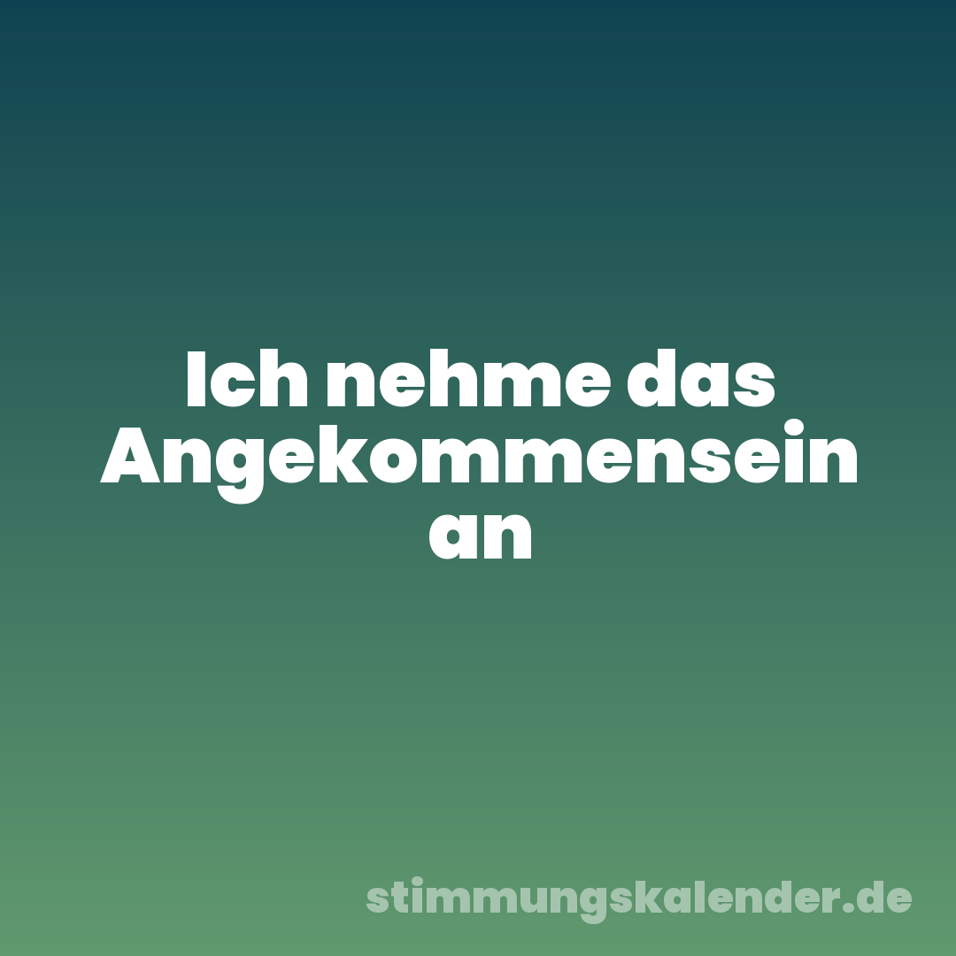 Ich nehme das Angekommensein an
