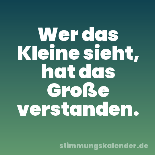 Wer das Kleine sieht, hat das Große verstanden.