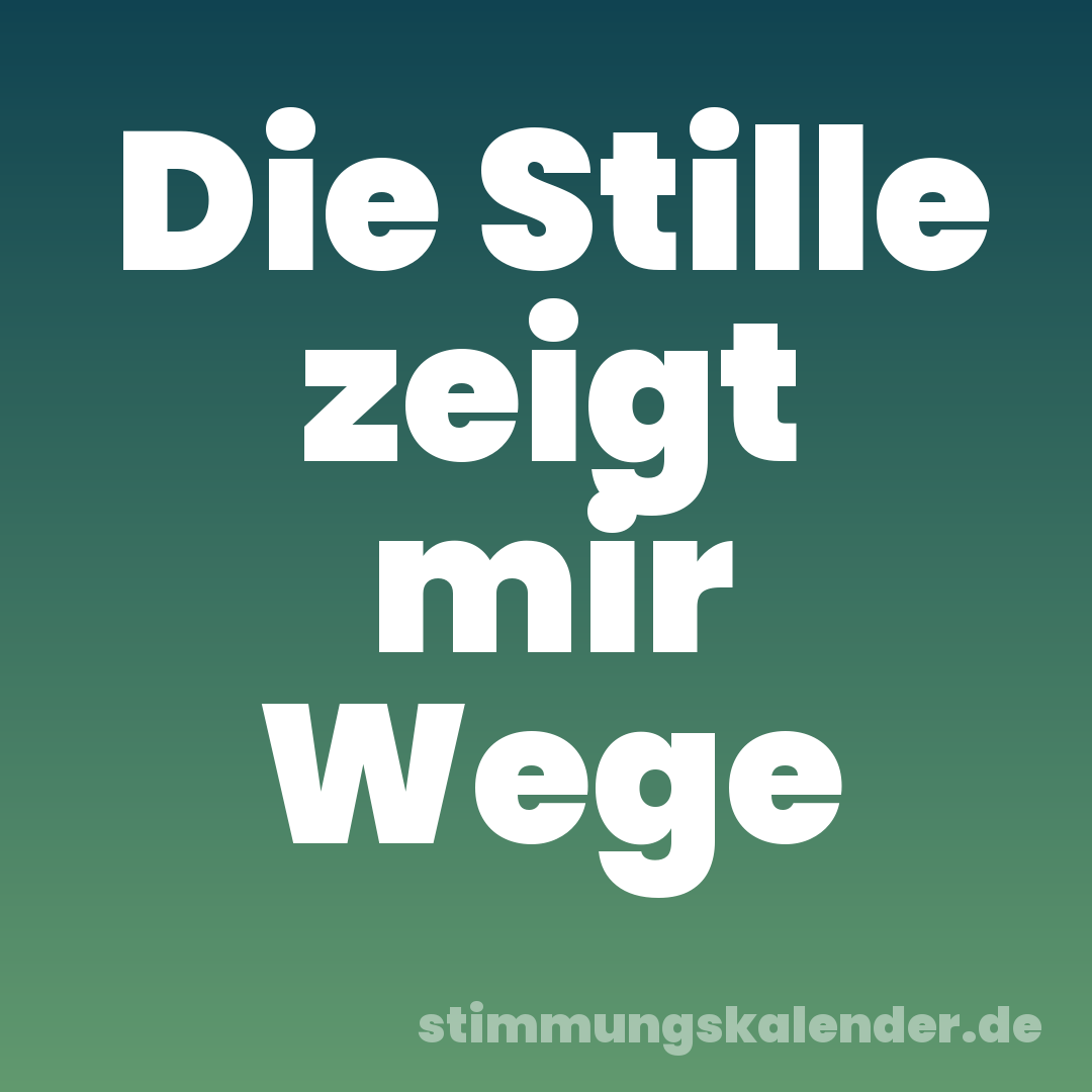 Die Stille zeigt mir Wege