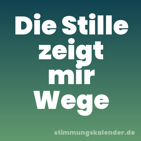 Die Stille zeigt mir Wege