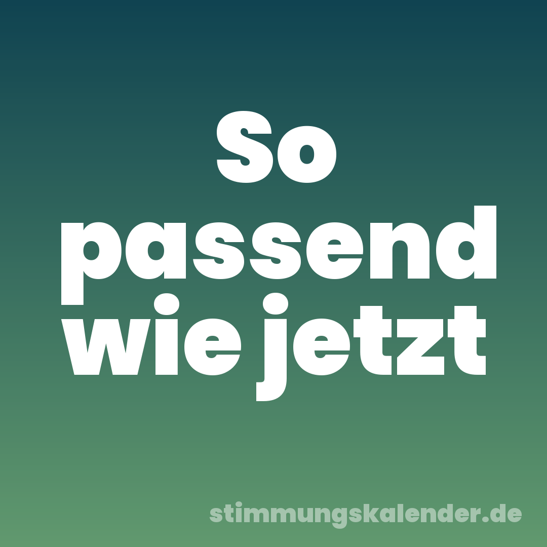 So passend wie jetzt