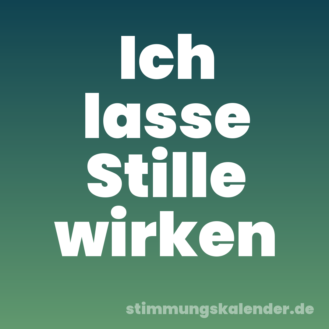 Ich lasse Stille wirken