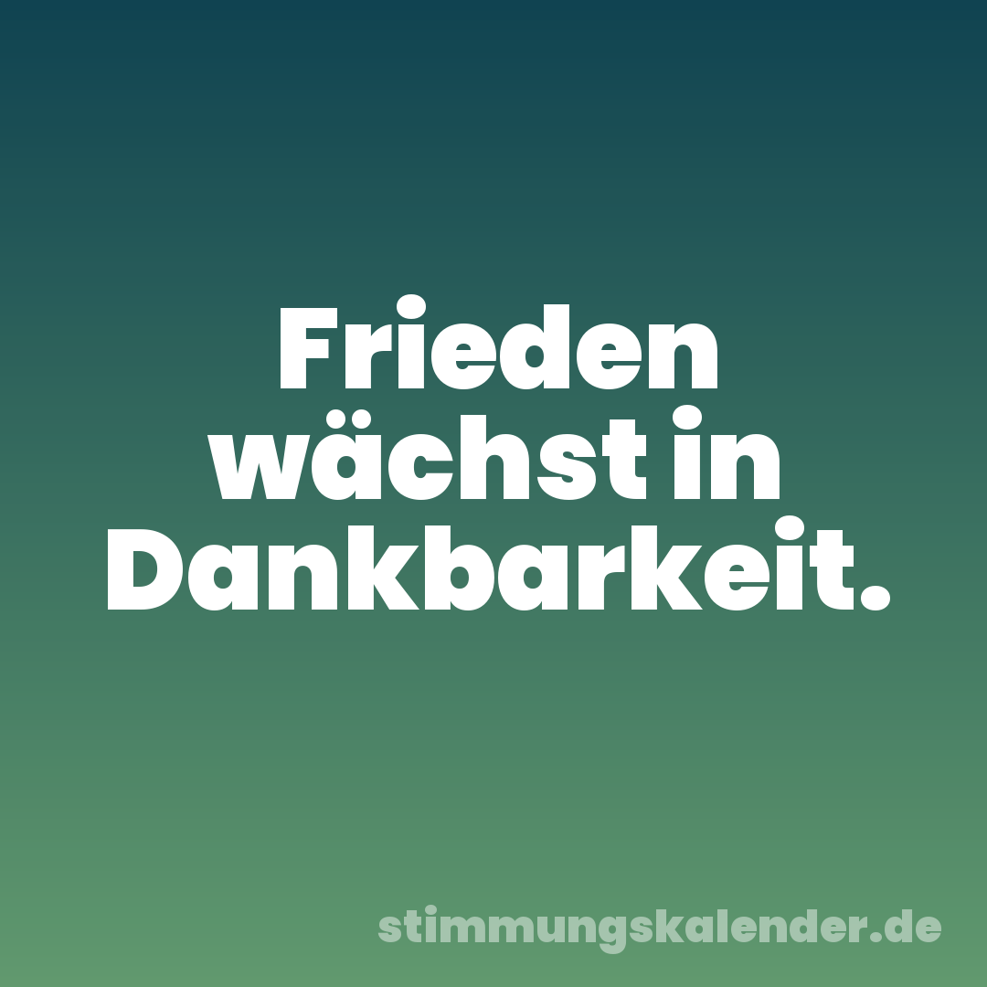Frieden wächst in Dankbarkeit.