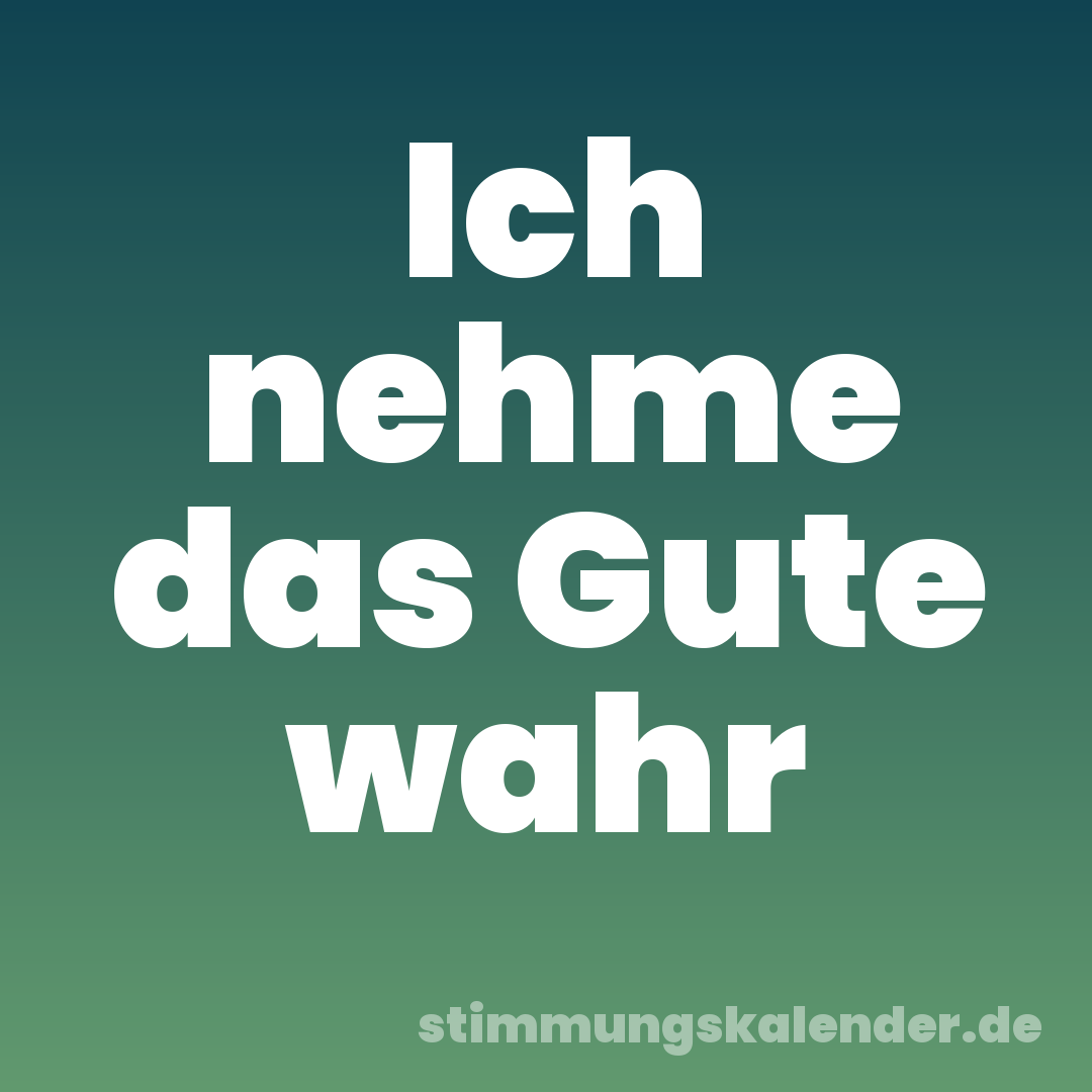 Ich nehme das Gute wahr
