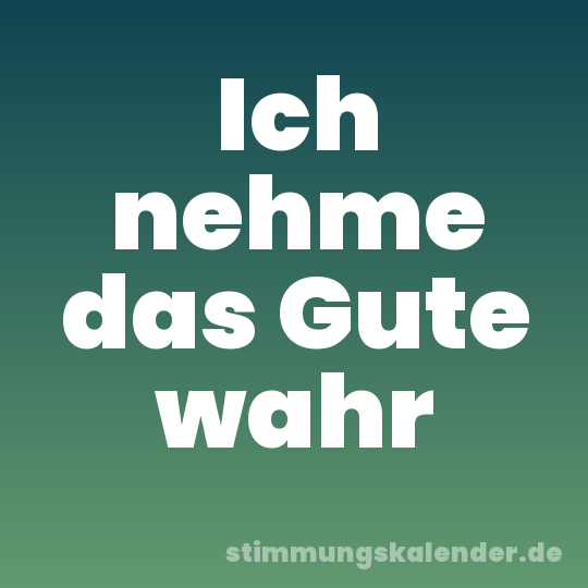 Ich nehme das Gute wahr
