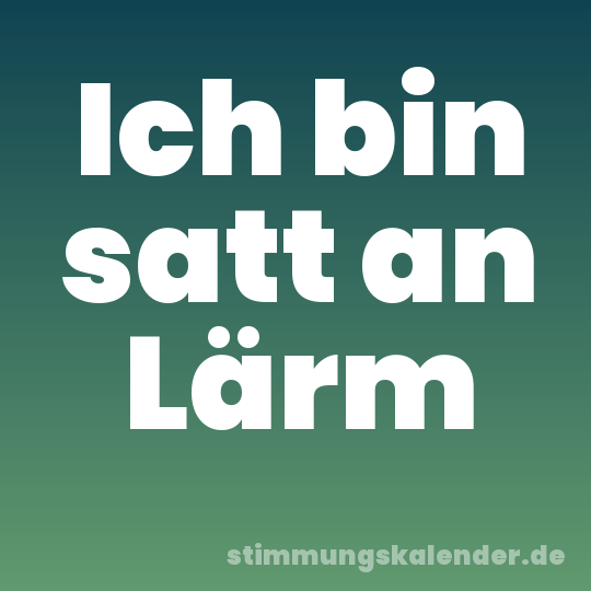 Ich bin satt an Lärm