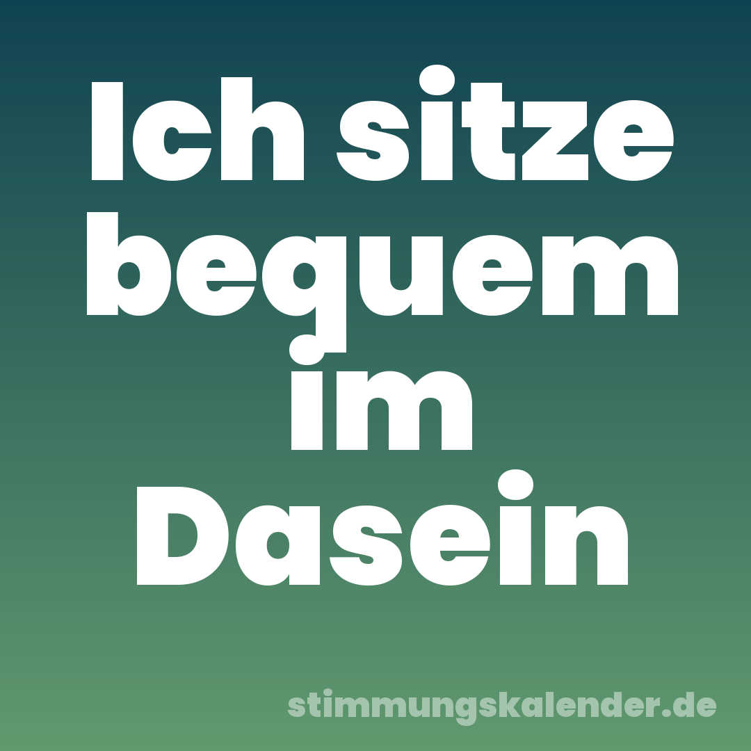 Ich sitze bequem im Dasein