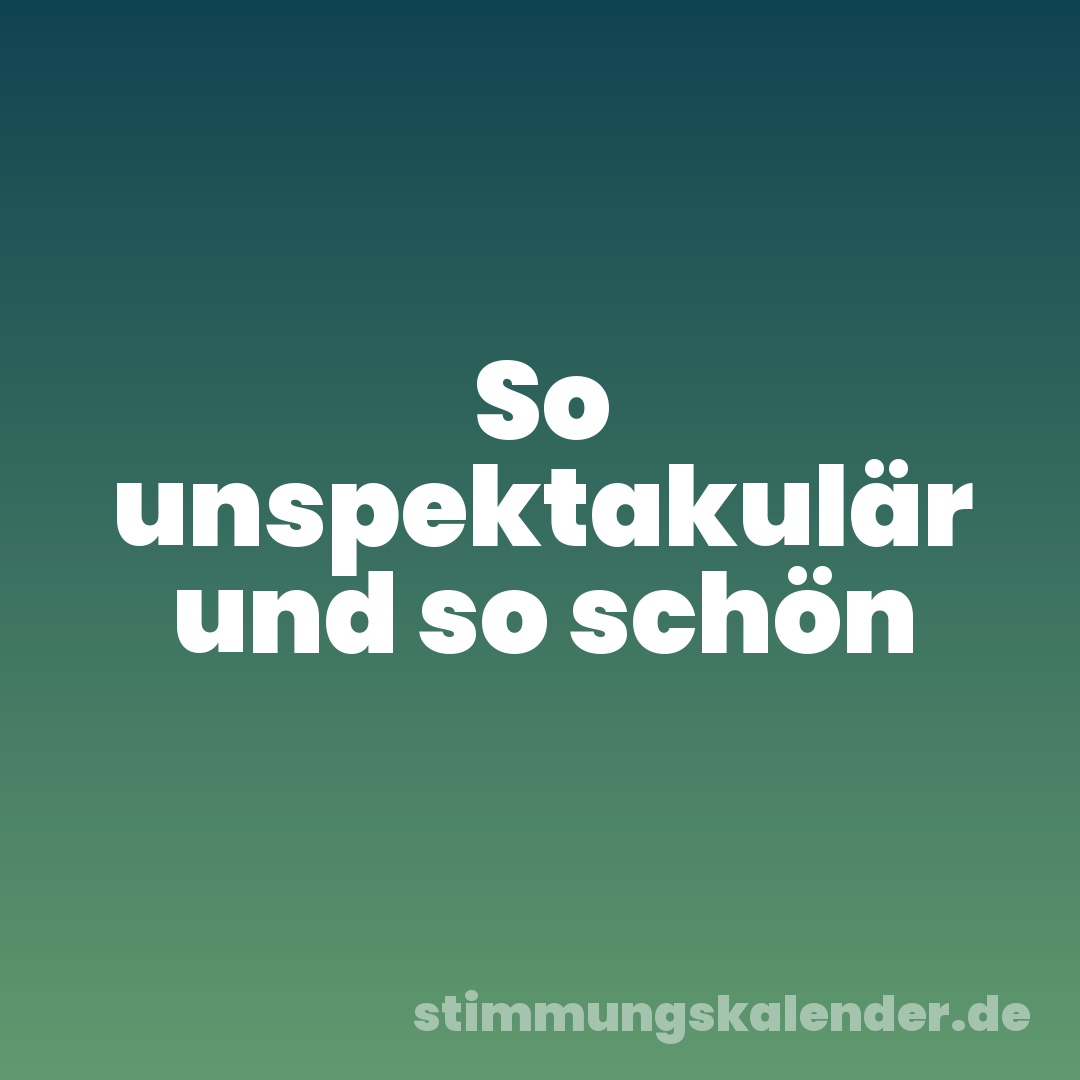 So unspektakulär und so schön