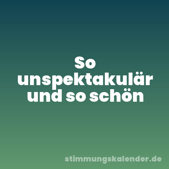 So unspektakulär und so schön