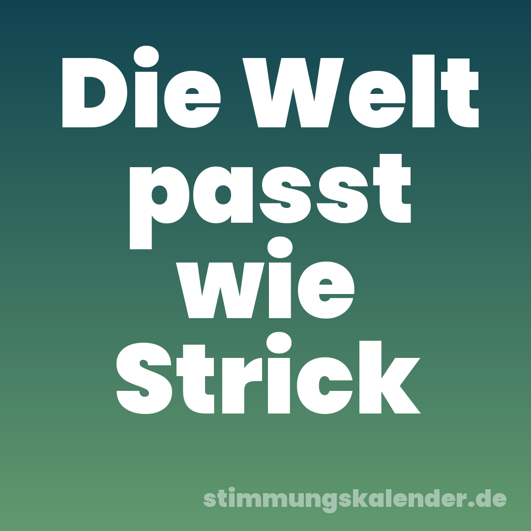 Die Welt passt wie Strick
