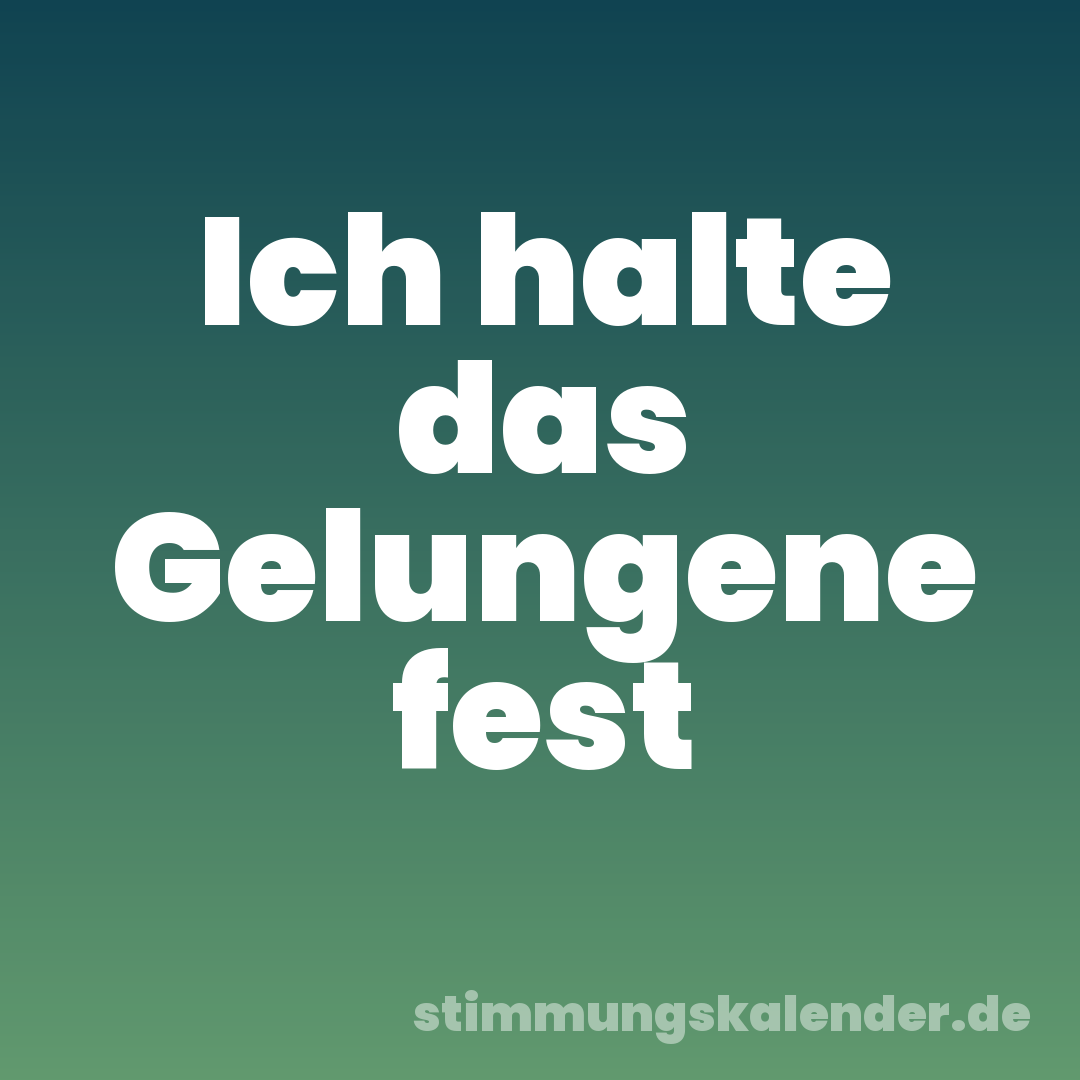 Ich halte das Gelungene fest